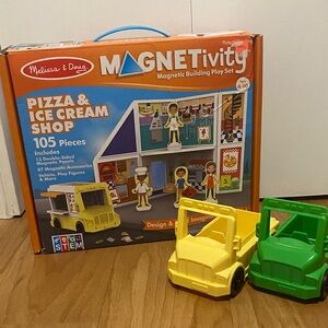 (2 Sets) Melissa & Doug Magnetic Pizza Ice cream Shop & ZOO DIY building toy